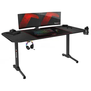 Huzaro Hero 4.7 | Schreibtisch Gaming Tisch Computertisch Grosse XXL Carbon Tischplatte | Kabelorganisator | Inklusive Mauspad | 160 x 75 cm | Schwarz - Schwarz