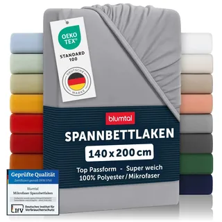 Blumtal® Spannbettlaken 140x200 cm - Bettlaken aus Microfaser - Oekotex zertifiziertes Spannbetttuch Leintuch - Bettspanntuch - Grau