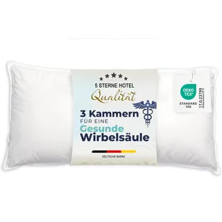 ZOLLNER Premium Federkissen mit Daunenanteil - Made in Germany – für Allergiker geeignet – Bezug aus hochwertiger Mako Baumwolle - waschbar bis 60°C – 40x80 cm - Hotelqualität