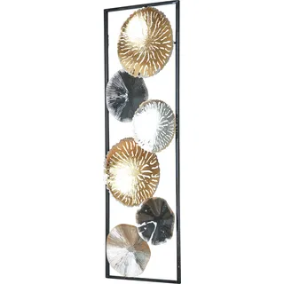 3D Wandbild 30x90cm Ringe Metall Silber Kupfer Gold Deko Teller Wanddeko Design - Silber