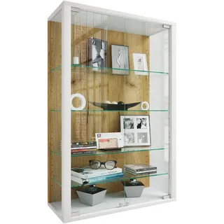Wandregal VCM "Wandvitrine Hängevitrine Glasvitrine Glas Udina L", braun (weiß, honig, eiche), B:60cm T:25cm, Regale, Wandregal