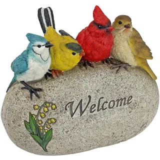 Design Toscano Herzlich Wilkommen Vogel-Gartenstatue aus Stein: Größe M