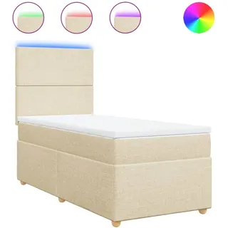 Boxspringbett mit Matratze Creme 80x200 cm Stoff - Creme