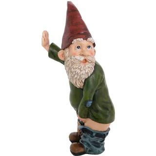 BELLA HAUS DESIGN Wichtel-Statue – 26,2 cm hoch Polyresin – Willy The Peeing Gartenzwerg für Rasenornamente, Innen- oder Außendekorationen – rote und grüne lustige Zwerge