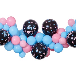 Ciao - Gender Reveal Boy or Girl Girlande Ballongirlande Set (65 Latexballons, 300 cm), pink/hellblau