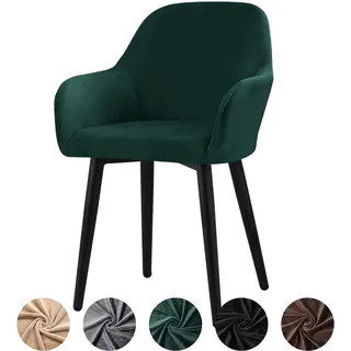 Alishomtll Stretch Samt Stuhlhussen 1er Set Universal Sesselbezug Stuhlbezug mit Armlehnen Abnehmbare Waschbar Esszimmerstühle Bezug für Küche Esszimmer Bankett Hochzeit Party (Grün, 1 Stück)