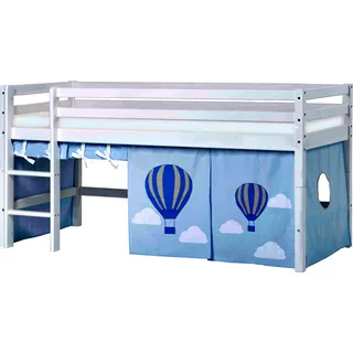 Hoppekids Hochbett »«Ballon»«, mit Matratze & Vorhang, umbaubar, 4Stile, blau