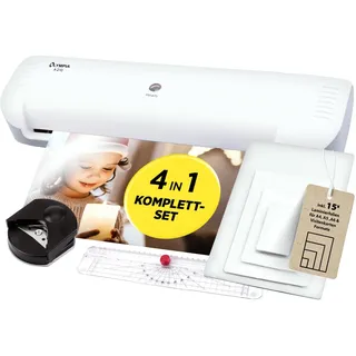 Olympia A210 4in1 Laminiergerät A4 | Laminierset A4 | Laminator | Schnelles Aufwärmen | Laminiermaschine, Papierschneider & Eckrunder | Ideal für Büro Schule & Heimgebrauch | Inkl. 15 Folien