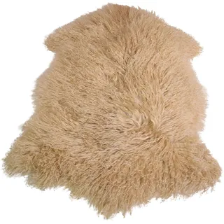 Naturasan Tibet-Lammfell Schaffell, lockige Spitzenqualität, seidig weiches Tibetlamm Dekofell, Teppich, Vorleger (Beige)