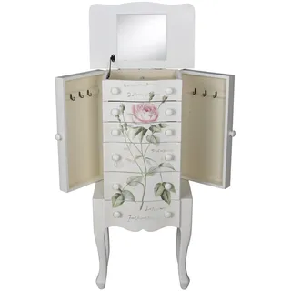 Schmuckkommode mit Schubladen & Spiegel Landhaus Schmuckkästchen Schmuckkasten