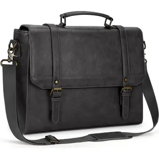 Herren Umhängetasche 15,6 Zoll Vintage Laptoptasche Grau Wasserdicht