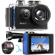 AKASO Action Cam 4K30FPS 20MP WiFi Actionkamera mit Touchscreen EIS 4X Zoom Fernbedienung 40m Unterwasserkamera mit 2X 1350mAh Akkus und Helmzubehör Kit