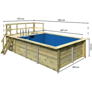 Karibu Holzpool Roma A 353 x 400 x 124 cm mit Sonnendeck