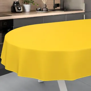 ANRO Wachstuch-Tischdecke abwaschbar Oval 220 x 140 cm Gelb