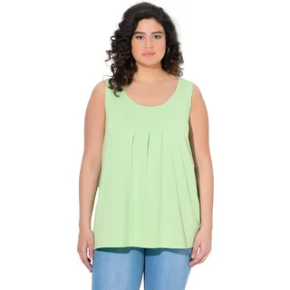 Ulla Popken Damen große Größen Übergrößen Plus Size Top, Zierfalten, A-Linie, Rundhals, ärmellos, Modal grün 42+ 796470418-42+