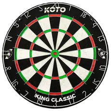 KOTO - King Classic Dartscheibe (Offizielle Turniermaße) Afrikanische Sisal & Borsten Dartscheibe, Inkl. Slim Wire Technologie, Klammer & Klammerfrei