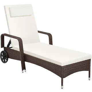 tectake Rattan-Sonnenliege, 200 x 70 x 33 cm, braun gemischt , Braun , Kunststoff , 70x33x200 cm , Gartenmöbel, Gartenliegen