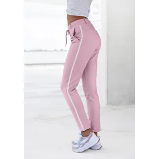 LASCANA Jogger Pants mit sportlichen Seitenstreifen, Loungewear, altrosa