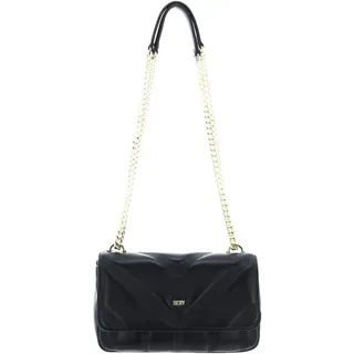 DKNY Women's Flap Shoulder Bag, Black/Gold