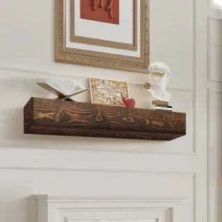 Kaminsims Kaminverkleidung Kaminkonsole Schweberegal 213,3 cm in Naturbraun - Elegante Wandregal-Lösung für Ihr Zuhause