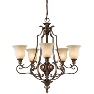 Elstead Lighting Kronleuchter , Bronzefarben , Metall, Glas , 86.5 cm , Grüner Punkt, RoHS , Lampen & Leuchten, Innenbeleuchtung, Hängeleuchten, Kronleuchter