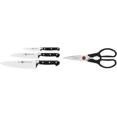 Zwilling Professional S Messer-Set, 3-teilig, Spezialstahl/Kunststoff-Griff mit Nieten, Schwarz & Twin L Vielzweckschere, Universalschere, Länge: 21 cm, Rostfreier Spezialstahl/Kunststoff, Schwarz