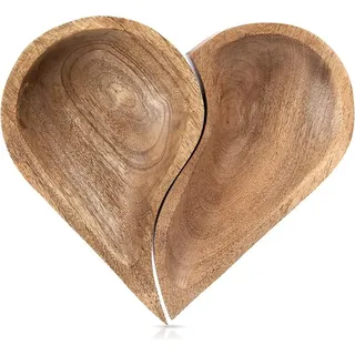 Servierplatte aus Holz in Herzform, MANGO, 2 Stück.