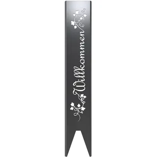 tuning-art Gartenstecker Gartenschild Willkommen 120cm x 21cm DC01 Stahl | Pulverbeschichtet Stabil Langlebig Beidseitige Abkantung Montagefrei Garten Deko