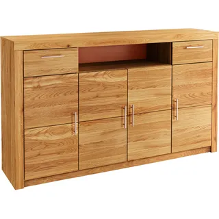 Highboard VOGL MÖBELFABRIK "Toronto", braun (wildeiche teilmassiv), B:182cm H:107cm T:42cm, Sideboards, Highboard, opt. Glastüren, teilmassiv, Rahmenoptik, Made in Germany