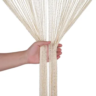 WedDecor Schnur Vorhänge Glitzer Fransen Panel Fliegengitter Zimmer Organizer Quaste Vorhang für Türen, Türöffnung, Windows, Wohnkultur, Ereignis Dekoration, (90cm x 200cm) - Beige, 90 x 200cm