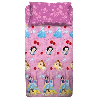HERMET Disney Bettwäsche für Einzelbett, Prinzessinnen, Rosa