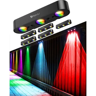 FabStyl Solarlampen für Außen Wand, 6 Stück Solar Zaunleuchten Beleuchtung Dachrinnen Solarleuchten mit 10 RGB-Beleuchtungsmodi & Synchronisationsfunktion, IP65 Wasserdicht für Garten Terrasse Mauer