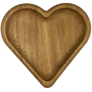 EFO Dekoratives Holz Snack Tablett | Holz Serviertablett, handgefertigt aus natürlichem Eichenholz, mit elegantem Design | Servierplatte für Nüsse, Tapas, Obst | Kleine Snackplatte | Herz Form