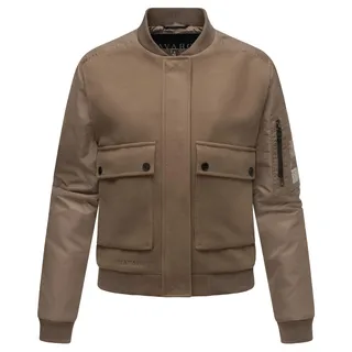 Bomberjacke NAVAHOO "Bomberjacke Willstehaben 14", Damen, Gr. M, braun (stone braun), Obermaterial: 90% Polyacryl PAN. 8% Viskose CV. 2% Elasthan EL. Obermaterial: 100% Nylon NY. Futter: 100% Polyester PES. 100% Polyester PES., gerade hüftlang, Rundhals, weit Rippstrickbündchen, Jacken Bomberjacke, angesagte Collegejacke mit Ärmeltasche