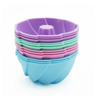 Mlying Mini Gugelhupfform Silikon 12 Stück Gugelhupf Backform Wiederverwendbare Muffinförmchen Cupcake Klein Kuchenform Mini Gugelhupf Ø 6,5cm, Höhe 3,5 cm