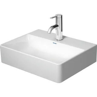 Duravit DuraSquare Handwaschbecken, 45x35cm, 1 Hahnloch, ohne Überlauf, Unterseite glasiert (für verbesserte Hygiene), 0732450041, Farbe: Weiß