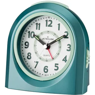 Atrium Kinderwecker Jugendwecker Analog Quarz mit Licht, Snooze & schleichende Sekunde - leise ohne Ticken - Lernwecker für Jungen & Mädchen - Geschenk Schule & Geburtstag Hellblau Türkis A921-35