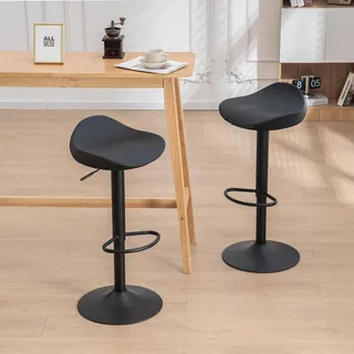 Kidol & Shellder Barhocker, Esszimmerstühle 2er Set Schwarz, Höhenverstellbar, 360° Drehbar, Hohle Barstühle aus Kunststoff und Metall, für Zuhause, Küche, Theke, Bistro, 38.5x40x66/90...