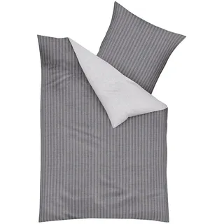 Bettwäsche KAEPPEL "Eternity", grau (steingrau), B/L: 155cm x 220cm, 1 Stk., 1 Stk., Mako-Satin, B/L: 80cm x 80cm, 2 Stk., Mako-Satin, Obermaterial: 100% Baumwolle, Bettwäsche, Bettwäsche