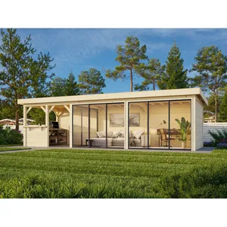 Palmako Pavillon Lenna Set 719 Slide Plus 876 x 300 cm Lackiert Weiß FSC®