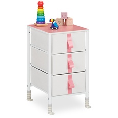 Bild von Kommode, Kinder, 3 Stoffschubladen, HxBxT: 61,5 x 40,5 cm, Schubladenschrank mit Metallgestell, weiß/rosa