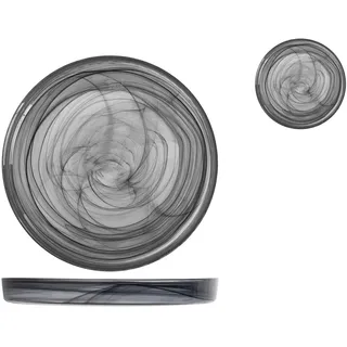 H&h Alabaster-Set 6 Teller, Glas, schwarz, 21 x H 2,5 cm