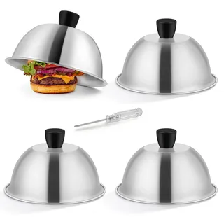 Herogo Burgerglocke 4er Set, Edelstahl Burger Glocke Grillhaube, 15,3x19 cm