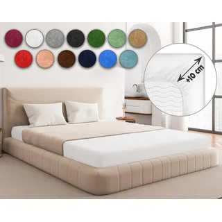 Sesto Senso Spannbettlaken 180x200cm Weiß für Topper Frottee mit Gummizug 100% Baumwolle