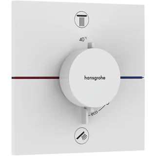 Hansgrohe ShowerSelect Comfort E Thermostat, Unterputz, 2 Verbraucher, eckige Rosette, mit Sicherungskombination, 15578700 Dusch-Mischbatterie Weiß