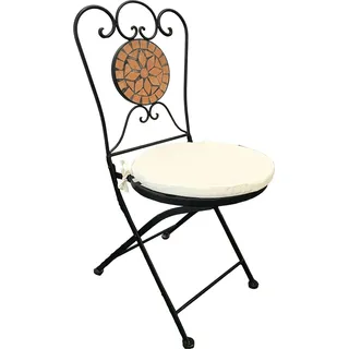 Mosaik Klappstuhl Gartenstuhl Bistrostuhl Terrakotta mit Polster - Orange