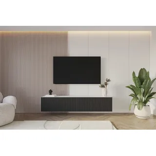 altdecor Noa-2-W Lowboard 200x40x40 cm Weiß/Schwarz Holzwerkstoff