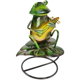 com-four® Dekofigur Frosch mit Gitarre - Gartenfigur aus bunt lackiertem Metall im Frosch-Design - ca. 30x23x16cm (1 Stück - Frosch mit Gitarre)