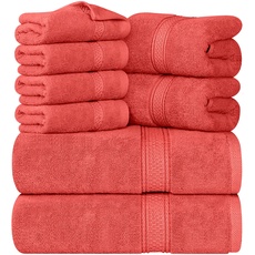 Utopia Towels 8-teiliges Premium-Handtuch-Set, 2 Badetücher, 2 Handtücher und 4 Waschlappen, 600 g/m2, 100% ringgesponnene Baumwolle, Fitnessstudio, Hotel und Spa (Koralle)