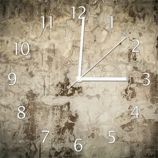 Wallario Design Wanduhr Alte schmutzige Wand aus Beton mit abblätternder Farbe aus Echtglas, Größe 30 x 30 cm - Schwarz